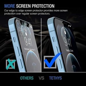 TETHYS Glass Screen Protector Compatible for iPhone 12 / iPhone 12 Pro 2020 6.1 Inch 3 Pack Case Friendly, Edge to Edge Coverage Tempered Glass, Guidance Frame Included