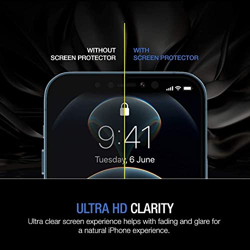 TETHYS Glass Screen Protector Compatible for iPhone 12 / iPhone 12 Pro 2020 6.1 Inch 3 Pack Case Friendly, Edge to Edge Coverage Tempered Glass, Guidance Frame Included