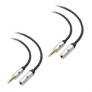 cable matters 2-pack headset extension cable 6 ft (3.5mm extension cable/trrs extension cable, gaming headset extension cable) with mic support in black - 6 feet
