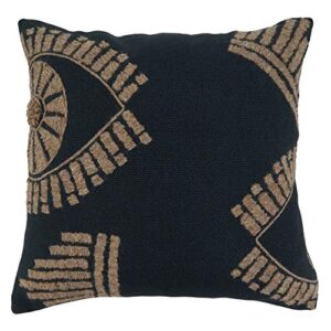 saro lifestyle dinah collection eye embroidered throw pillow with poly filling, 20", black