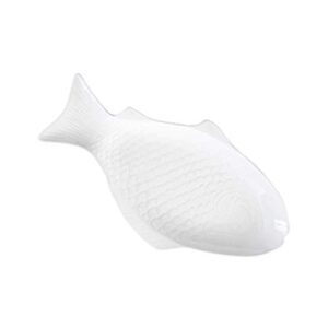 doitool 1pc fish shaped plate fish platter ceramic unique decorative serving snack storage platter for party wedding restaurants home (13 inches, white)
