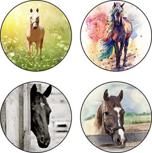 4 pack foldable expanding cell phone finger stand holder compatible with all smartphones and tablets watercolor yellow brown field horse