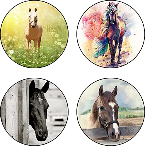 4 Pack Foldable Expanding Cell Phone Finger Stand Holder Compatible with All Smartphones and Tablets Watercolor Yellow Brown Field Horse