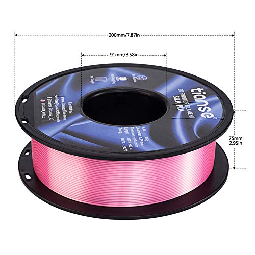 TIANSE Silk PLA 3D Printer Filament, Shiny Metallic Pink 3D Printing Filament 1.75mm,1kg 2.2lbs Spool, Dimensional Accuracy +/- 0.03mm (Pink)