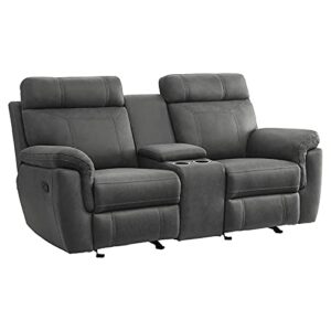 lexicon valois double glider reclining loveseat, gray