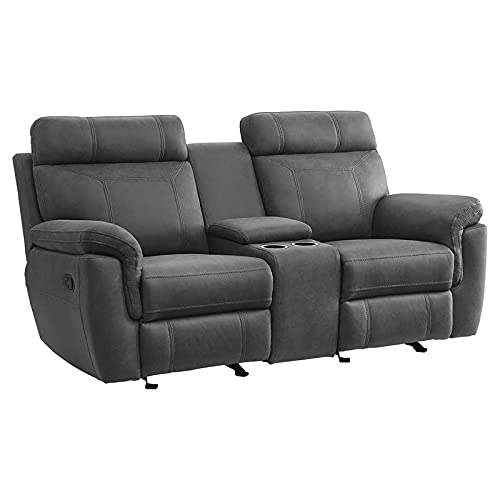 Lexicon Valois Double Glider Reclining Loveseat, Gray