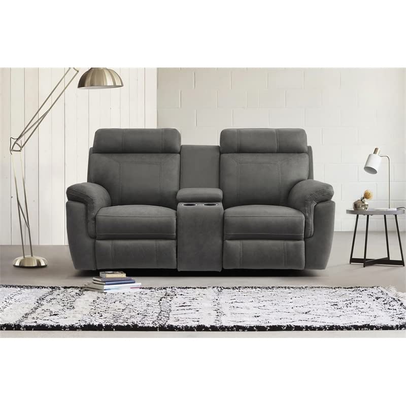 Lexicon Valois Double Glider Reclining Loveseat, Gray