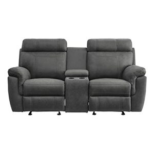 Lexicon Valois Double Glider Reclining Loveseat, Gray