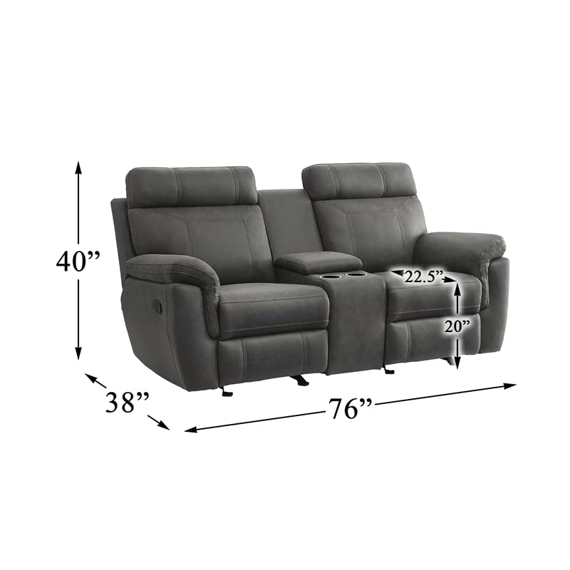 Lexicon Valois Double Glider Reclining Loveseat, Gray