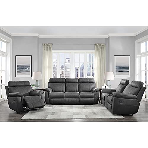 Lexicon Valois Double Glider Reclining Loveseat, Gray