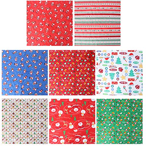 ARTIBETTER 50 X 50cm Cotton Fabric Christmas Fabric Bundles Sewing Square Fabric Scraps Christmas Printing Quilting Squares Christmas Cotton Patchwork for DIY Craft Supplies 8pcs