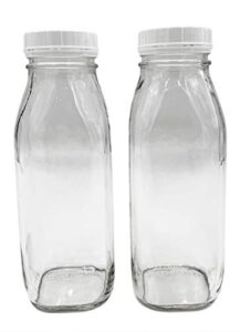 shenandoah homestead supply 1 pint / 16 oz glass beverage bottles with screw on cap (set of 2)