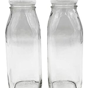 Shenandoah Homestead Supply 1 Pint / 16 oz Glass Beverage Bottles with Screw On Cap (Set of 2)