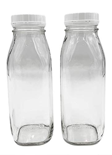 Shenandoah Homestead Supply 1 Pint / 16 oz Glass Beverage Bottles with Screw On Cap (Set of 2)