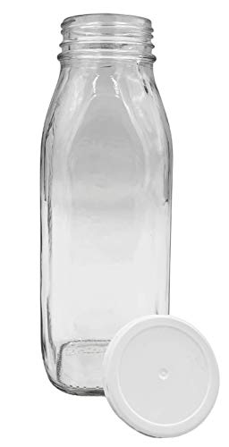 Shenandoah Homestead Supply 1 Pint / 16 oz Glass Beverage Bottles with Screw On Cap (Set of 2)