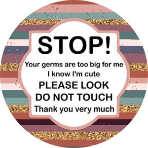 stop please look don't touch - striped - germ tag - stroller car seat - baby newborn preemie - baby shower gift