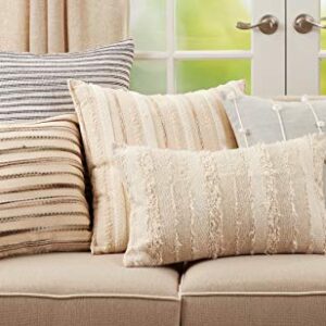 SARO LIFESTYLE Stripe Weave Design Throw Pillow, 22" Poly Filled, Multi