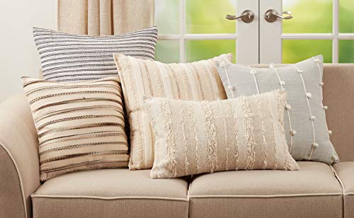 SARO LIFESTYLE Stripe Weave Design Throw Pillow, 22" Poly Filled, Multi