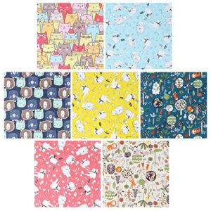healifty quilting fabric 7pcs cotton fabric bundle animal quilting sewing fabric patchwork cloths sheets for diy craft scrapbooking mouth cover purse bag 25x25cm embroidery fabric