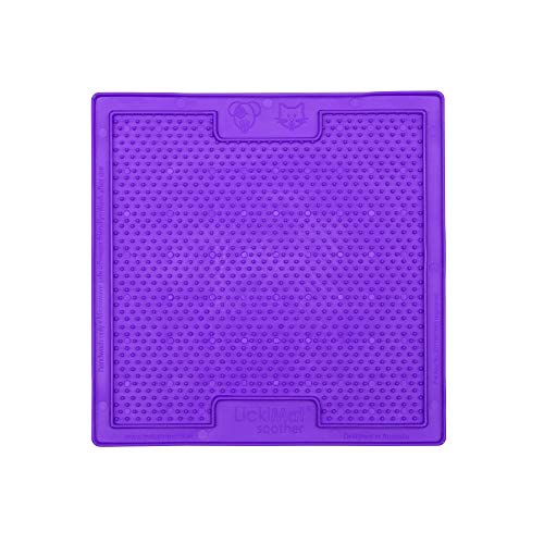 Lickimat Classic Soother, Cat Slow Feeder Lick Mat, Boredom Anxiety Reducer; Perfect for Food, Treats, Yogurt, or Peanut Butter. Fun Alternative to a Slow Feed Cat Bowl or Dish, Purple