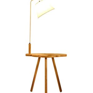 TANGIST Nordic Wood Floor Lamp | Modern Minimalist Style Standing Lamp with Wood Shelf for Living Room Bedroom Study Room Modern Style Home Decoration