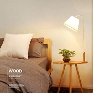 TANGIST Nordic Wood Floor Lamp | Modern Minimalist Style Standing Lamp with Wood Shelf for Living Room Bedroom Study Room Modern Style Home Decoration