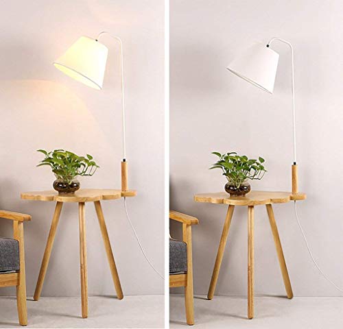 TANGIST Nordic Wood Floor Lamp | Modern Minimalist Style Standing Lamp with Wood Shelf for Living Room Bedroom Study Room Modern Style Home Decoration