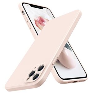 surphy square design for iphone 11 pro max case with camera protection, straight edge design liquid silicone slim case, light pink