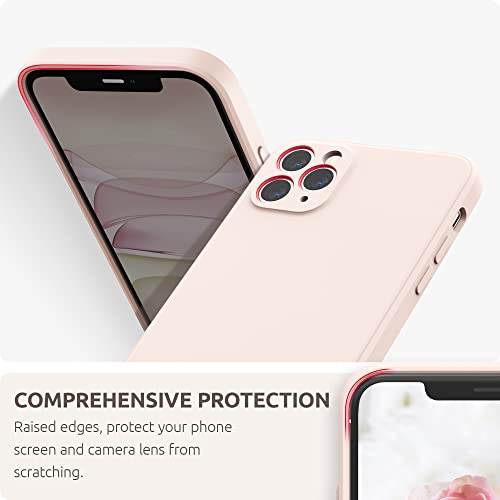 SURPHY Square Design for iPhone 11 Pro Max Case with Camera Protection, Straight Edge Design Liquid Silicone Slim Case, Light Pink