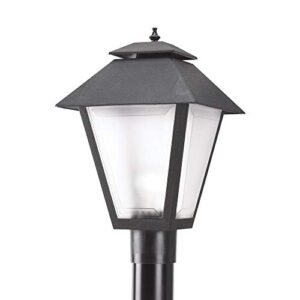 kastlite polycarbonate outdoor post light lantern with black finish | 10.5" x 18" | fits a 3" pole top | comparable to winston series