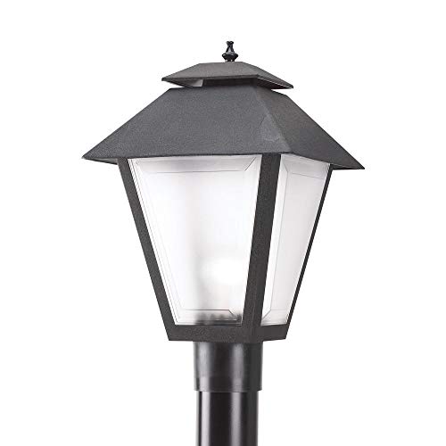 KastLite Polycarbonate Outdoor Post Light Lantern with Black Finish | 10.5" x 18" | Fits a 3" Pole Top | Comparable to Winston Series