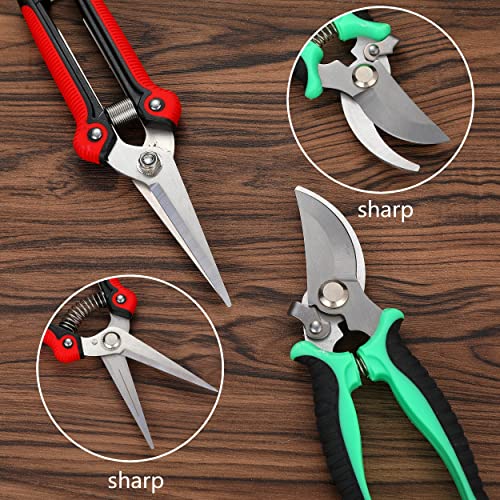 5 pack Garden Pruning Shears Stainless Steel Blades, Handheld Scissors Set with Gardening Gloves,Heavy Duty Garden Bypass Pruning Shears,Tree Trimmers Secateurs, Hand Pruner (Multi-color)