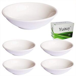 yuauy 4 pcs round 7mm porcelain soy sauce dish ceramic dip dipping bowls white palette for dinner baking bbq and cooking