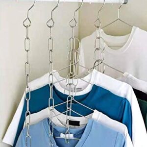 Closet Organizers Hangers, Stainless Steel Space Saving Clothes Hanger Organizer, 3 Pack Magic Metal Vertical Hangers with 10 Slot, T Shirt Organizer for Wardrobe, Multiple Hangers in One