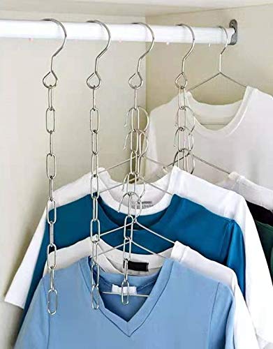 Closet Organizers Hangers, Stainless Steel Space Saving Clothes Hanger Organizer, 3 Pack Magic Metal Vertical Hangers with 10 Slot, T Shirt Organizer for Wardrobe, Multiple Hangers in One