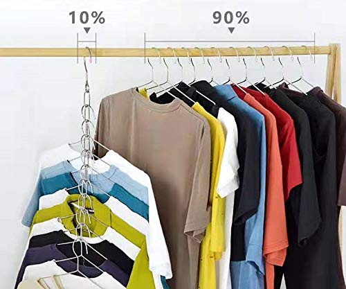 Closet Organizers Hangers, Stainless Steel Space Saving Clothes Hanger Organizer, 3 Pack Magic Metal Vertical Hangers with 10 Slot, T Shirt Organizer for Wardrobe, Multiple Hangers in One