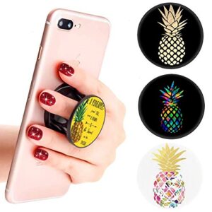 4 pack foldable expanding cell phone finger stand holder compatible with all smartphones and tablets yellow rose gold rainbow pineapple