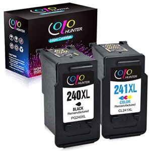 colohunter remanufactured ink cartridge replacement for canon pg-240xl cl-241xl 240 xl 241 xl for pixma mg3620 ts5120 mg2120 mg3520 mx452 mx512 mx532 mx472 high capacity ink (1 black, 1 color, 2-pack)