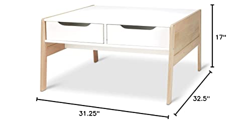 Melissa & Doug Wooden Art & Activity Table with Bins - Wooden Kids Activity Table, Kids Art Table With Storage,White