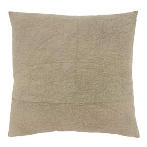 SARO LIFESTYLE Genevieve Collection Stone Washed Floral Throw Pillow with Poly Filling, 20", Taupe