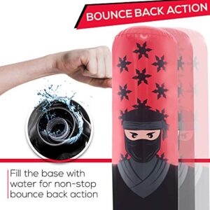 Whoobli Ninja Inflatable Kids Punching Bag, Inflatable Toy Punching Bag for Kids, Bounce-Back Bop Bag for Play, Boxing, Karate, Anger Management, Gift for 3-7 Years Old, Toys Age 3 4 5 6 7; New 2022