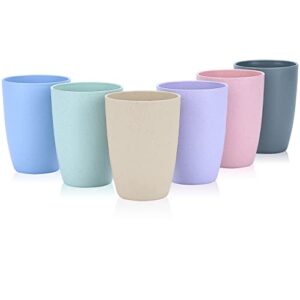 luckyzone wheat straw reusable cup - unbreakable drinking glasses set of 6 - dishwasher safe - bpa free and eco friendly (6 color)