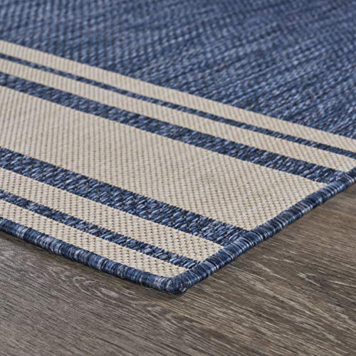 Lr Home Ox Bay Seamas Nautical Navigation Indoor Outdoor Rug, Navy/White, 5'3" x 7'0"