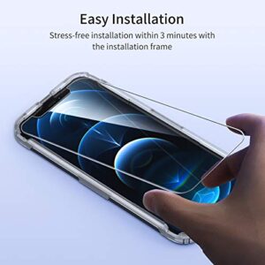 UNBREAKcable Shatterproof Tempered Glass Screen Protector for iPhone 12/12 Pro [2-Pack] [99.99% HD Clear] [Easy Installation Frame] [9H Hardness] [Full Coverage] [Bubble Free] for Apple 6.1''