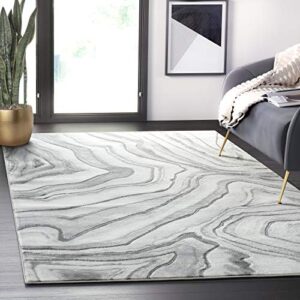 abani abstract grayscale agate area rug rugs - 6' x 9' contemporary non-shed modern grey bedroom rug