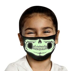 purian kids reusable face mask, glow in the dark child holiday mask usa made