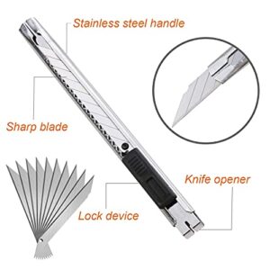 230 PCS Hobby Craft Knife Kit,215 PCS Precision Carving Blades with 2 PCS Craft Knife, Utility Knife with 11 PCS Art Blades, Scrapbooking Stencil for DIY Art Working Cutting