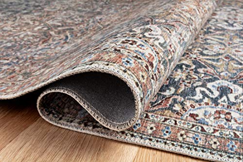 Chris Loves Julia x Loloi Jules Collection JUL-06 Denim / Spice 7'-6" x 9'-6" Area Rug