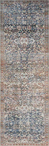 Chris Loves Julia x Loloi Jules Collection JUL-06 Denim / Spice 7'-6" x 9'-6" Area Rug