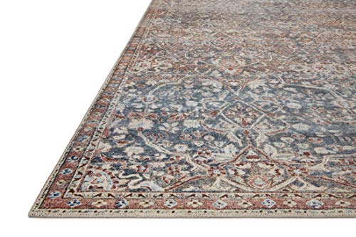 Chris Loves Julia x Loloi Jules Collection JUL-06 Denim / Spice 7'-6" x 9'-6" Area Rug